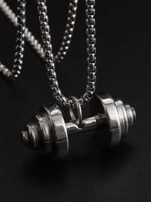 1 Cái Thời Trang Quả Tạ Bằng Thép Không Gỉ Mặt Dây Chuyền Nam Vòng Cổ Trang Trí Hàng Ngày - Bạc - Xem 1