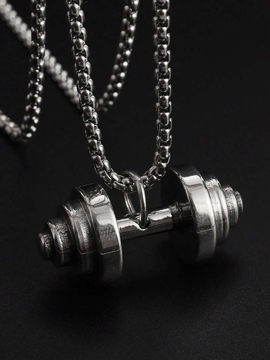 1 Cái Thời Trang Quả Tạ Bằng Thép Không Gỉ Mặt Dây Chuyền Nam Vòng Cổ Trang Trí Hàng Ngày - Bạc - Xem 1