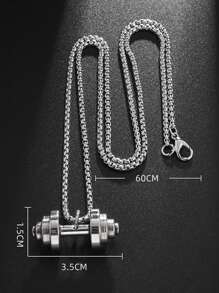 1 Cái Thời Trang Quả Tạ Bằng Thép Không Gỉ Mặt Dây Chuyền Nam Vòng Cổ Trang Trí Hàng Ngày - Bạc - Xem 3