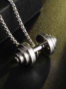 1 Cái Thời Trang Quả Tạ Bằng Thép Không Gỉ Mặt Dây Chuyền Nam Vòng Cổ Trang Trí Hàng Ngày - Bạc - Xem 4