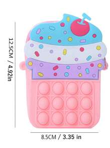 1 件儿童硅胶冰淇淋形拉链零钱包、斜挎包，适合户外使用 - 粉色 - 查看 7