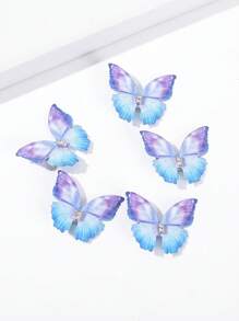 5入組水鑽裝飾蝴蝶設計髮夾 - 彩色 - 查看 2