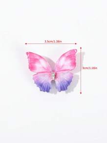 5pcs Rhinestone Decor Butterfly Design Hair Clip - Multicolor - View 5