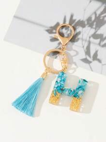 Móc khóa tua rua & chữ cái - Nhiều màu - Xem 2