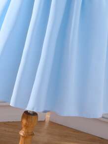 波西米亞花卉印花女童連衣裙揉皺 貼花 - 淺藍色 - 查看 5