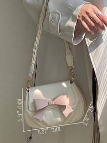 小型马鞍包蝴蝶结装饰褶皱细节，时尚蝴蝶结女士钱包