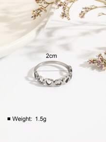 1 Nhẫn Thép Không Gỉ Thời Trang Trái Tim Rỗng Ra Trang Trí Vòng Cho Nữ Trang Trí Hàng Ngày - Bạc - Xem 4