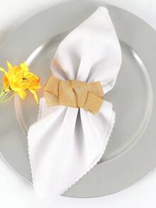 1入組蝴蝶結裝飾餐巾環金色滌綸餐巾環 - 金色 - 查看 1