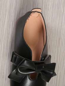 女孩蝴蝶結裝飾學院瑪麗珍平底鞋戶外 - 黑色 - 查看 3