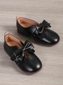 女孩蝴蝶結裝飾學院瑪麗珍平底鞋戶外 - 黑色 - 查看 5