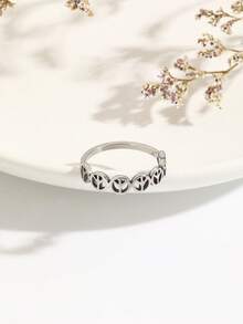 chiếc nhẫn trang trí hình tròn bằng thép không gỉ thời trang dành cho nữ để trang trí hàng ngày - Bạc - Xem 3