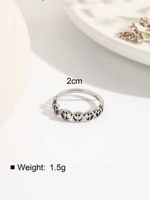 chiếc nhẫn trang trí hình tròn bằng thép không gỉ thời trang dành cho nữ để trang trí hàng ngày - Bạc - Xem 4