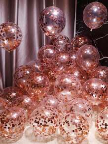 10入組/100入組亮片氣球，帶金色亮片透明氣球，非常適合婚禮、派對、臥室、房間裝飾和生日場景佈置