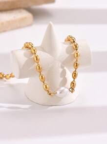 1入組時尚不銹鋼珍珠和珠子裝飾手環適合女士日常裝飾 - 金黃色 - 查看 3