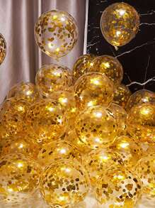 10入組/100入組亮片氣球，帶金色亮片透明氣球，非常適合婚禮、派對、臥室、房間裝飾和生日場景佈置