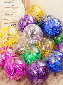 10入組/100入組亮片氣球，帶金色亮片透明氣球，非常適合婚禮、派對、臥室、房間裝飾和生日場景佈置