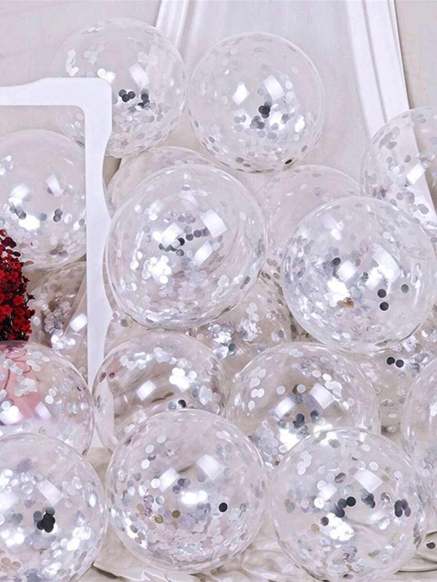 10入組/100入組亮片氣球，帶金色亮片透明氣球，非常適合婚禮、派對、臥室、房間裝飾和生日場景佈置