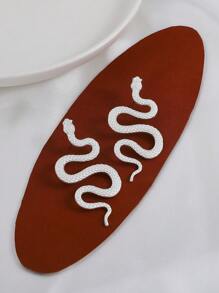 1雙龐克和復古誇張3D金屬質感動物蛇形耳環適用於女士派對和宴會 - 白色 - 查看 3