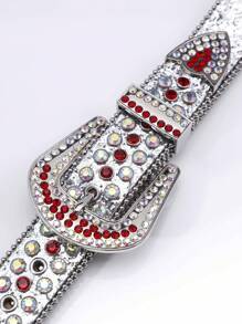 1pc Men Rhinestone Decor Geometric Buckle Glamorous Belt For Clothes Decoration - Multicolor - View 4