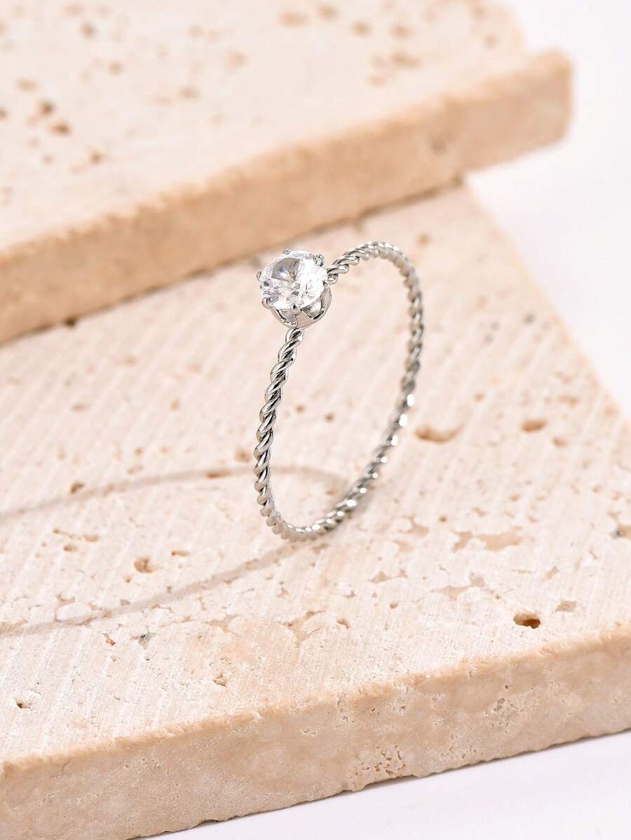 1 Nhẫn Inox Thời Trang Đá Trang Trí Cho Nữ Trang Trí Hàng Ngày - Bạc - Xem 1