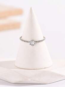 1 Nhẫn Inox Thời Trang Đá Trang Trí Cho Nữ Trang Trí Hàng Ngày - Bạc - Xem 2