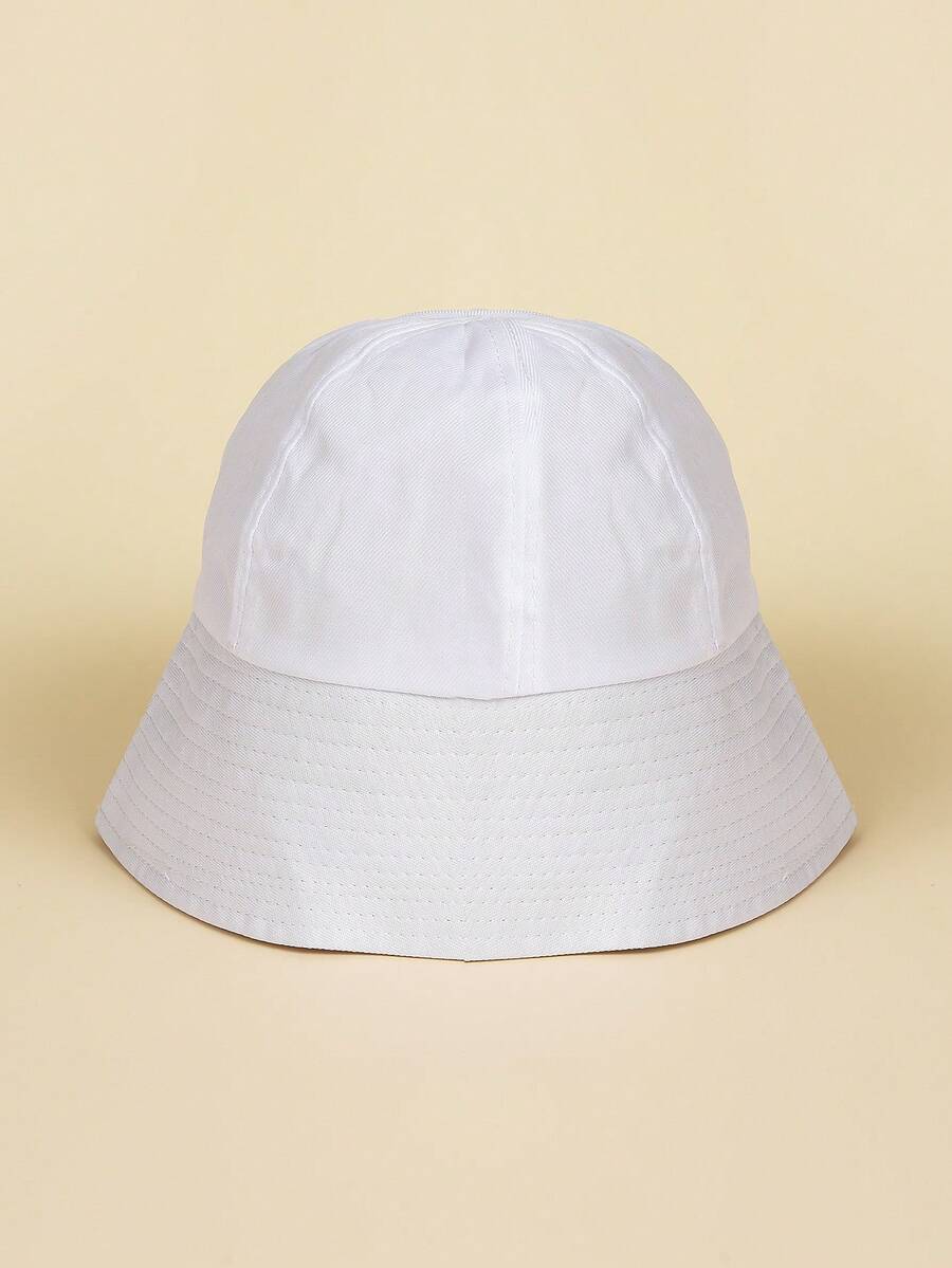 1pc Women Solid Sun Protection Casual Bucket Hat For Daily Life - White - View 1
