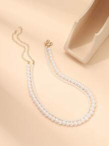 cái/bộ Vòng cổ đính cườm ngọc trai giả sang trọng cho phụ nữ dự tiệc - trắng - Xem 2