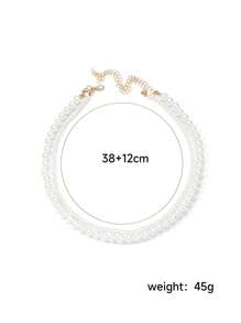 cái/bộ Vòng cổ đính cườm ngọc trai giả sang trọng cho phụ nữ dự tiệc - trắng - Xem 3