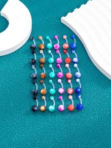 30入組/套前衛矽膠圖案肚臍釘適合女士日常裝飾 - 彩色 - 查看 5