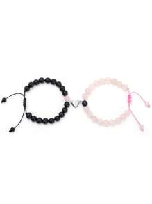 2 Cái/bộ Thời Trang Trang Trí Đá Quý Từ Trái Tim Charm Vòng Tay Dành Cho Các Cặp Đôi Quà Tặng Lễ Tình Nhân - Nhiều màu - Xem 2