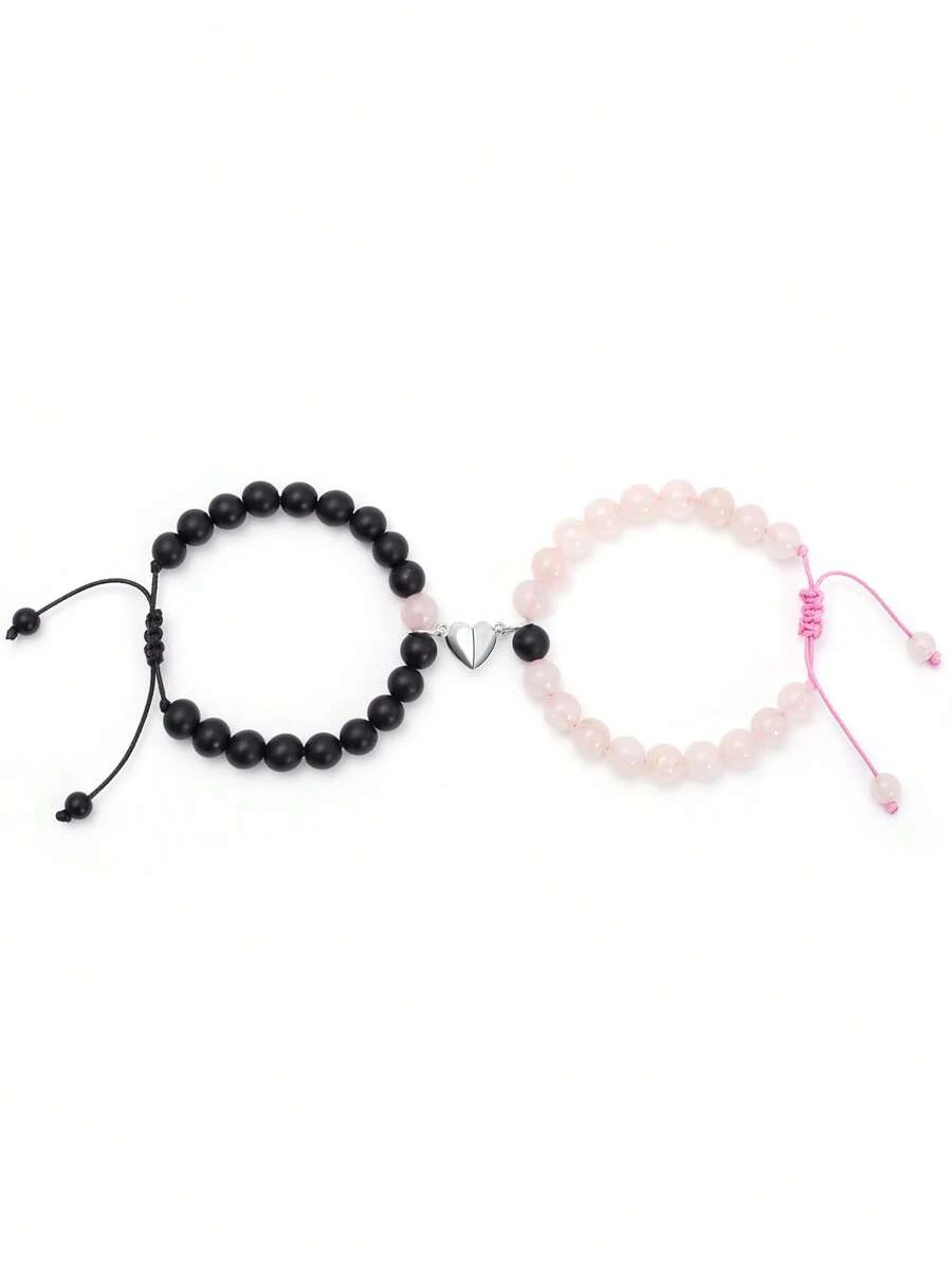 2 Cái/bộ Thời Trang Trang Trí Đá Quý Từ Trái Tim Charm Vòng Tay Dành Cho Các Cặp Đôi Quà Tặng Lễ Tình Nhân