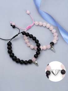 2 Cái/bộ Thời Trang Trang Trí Đá Quý Từ Trái Tim Charm Vòng Tay Dành Cho Các Cặp Đôi Quà Tặng Lễ Tình Nhân - Nhiều màu - Xem 8