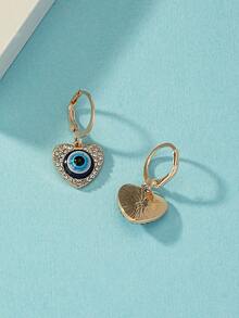 1對時尚邪惡之眼和水鑽心形耳墜適合女士日常裝飾 - 金黃色 - 查看 4