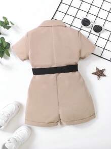 SHEIN 小男童補丁貼口袋襯衫連體短褲