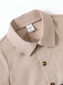 SHEIN 小男童補丁貼口袋襯衫連體短褲