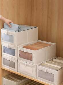 1入組便衣收納盒米色無紡布衣物收納盒家用 - 米色 - 查看 1