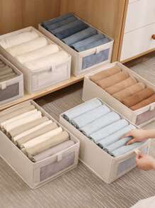 1入組便衣收納盒米色無紡布衣物收納盒家用 - 米色 - 查看 3