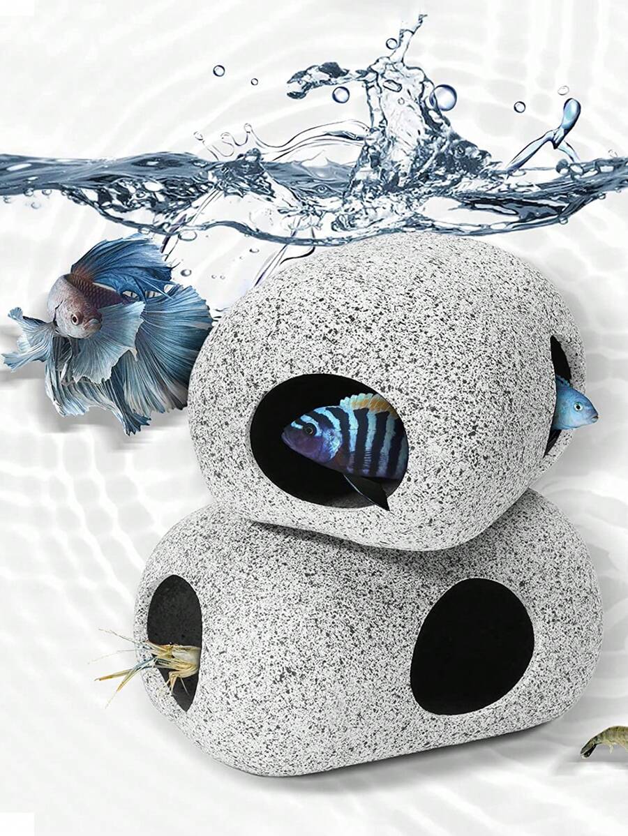 1 cái Hang Đá Trang Trí Hồ Cá Cho Cá Chơi - trắng - Xem 1