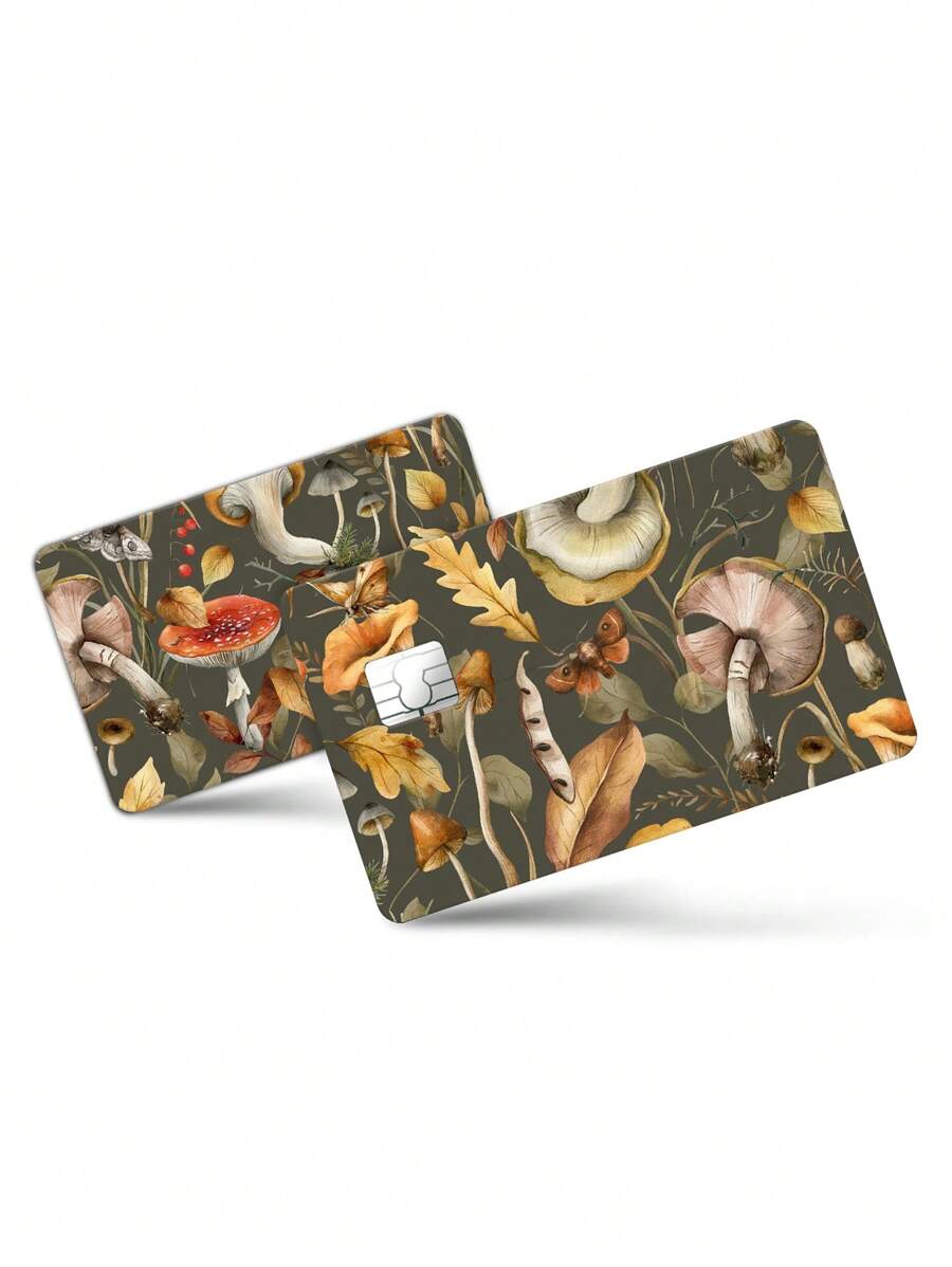 2pcs Plants Print Credit Card Sticker - Multicolor - View 1