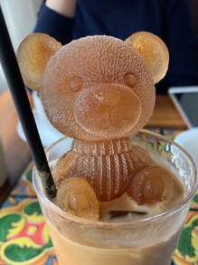 1入組熊形狀冰塊模具白色可愛矽膠冰模具