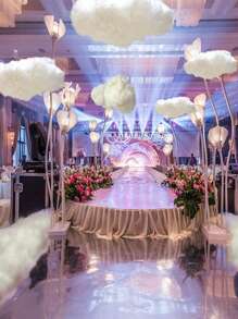 1pc Cloud Design Hanging Decoration, White Polyester Ceiling Hanging Pendant, For Party Decor - White - View 3