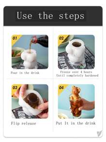 1入組熊形狀冰塊模具白色可愛矽膠冰模具