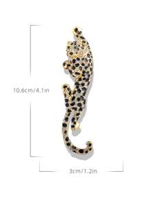Broche De Diamantes De Imitación De Aleación Con Diseño De Leopardo Vintage, Adecuado Para Que Las Mujeres Lo Usen A Diario O Como Regalo Para Amigos Como Accesorio De Ropa, 1 Ud. - Amarillo Oro - Ver 3