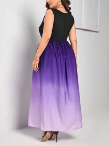 SHEIN Clasi Plus Ombre Print A-line Dress - Multicolor - View 2