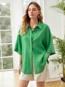 MOTF PREMIUM PURE LINEN ROLL-TAB SHIRT