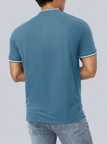 Manfinity Homme 男士馬印花條紋飾邊POLO衫