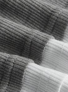 SHEIN ICON 拼接邊金屬氣眼短款抹胸上衣 - 灰色 - 查看 7