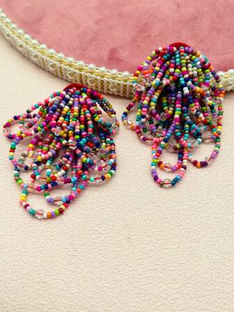 1對手工彩色種子珠耳環