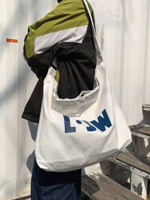 Oversized Hobo Bag Letter Print, Handbag Schoolbag Sling Bag Sport Bag For High School University Student For Travel College College Bag Summer Dad Freshman Bag Crossbody Bag Shoulder Bag Side Bag Students Multiple Gym Bag Hiking Large Capacity Casual Vacation Chest Bag Leather Bag Hip Bag Gifts Bag Sling Bags Back To School White Bag Pack Cross Body Bag Spring School Supplies Fashion Men's Bags Bag For School College School Bag