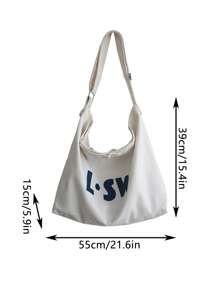 Oversized Hobo Bag Letter Print, Handbag Schoolbag Sling Bag Sport Bag For High School University Student For Travel College College Bag Summer Dad Freshman Bag Crossbody Bag Shoulder Bag Side Bag Students Multiple Gym Bag Hiking Large Capacity Casual Vacation Chest Bag Leather Bag Hip Bag Gifts Bag Sling Bags Back To School White Bag Pack Cross Body Bag Spring School Supplies Fashion Men's Bags Bag For School College School Bag